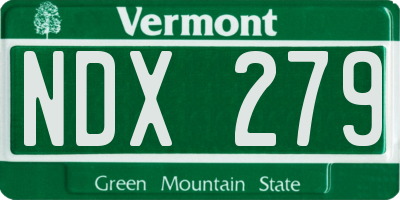VT license plate NDX279