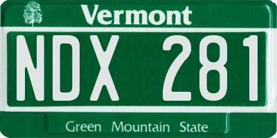 VT license plate NDX281