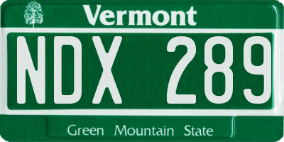 VT license plate NDX289