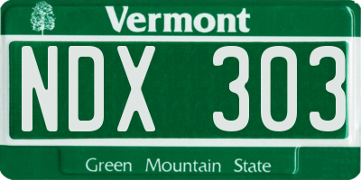 VT license plate NDX303