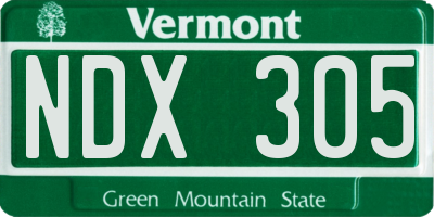 VT license plate NDX305