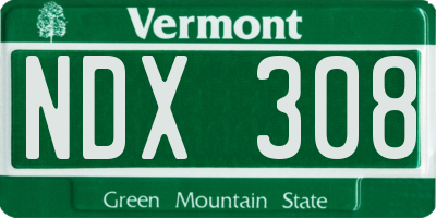 VT license plate NDX308