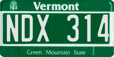 VT license plate NDX314