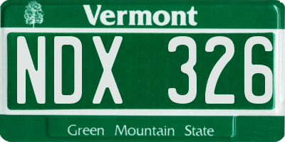 VT license plate NDX326