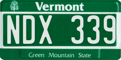 VT license plate NDX339