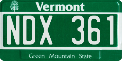 VT license plate NDX361