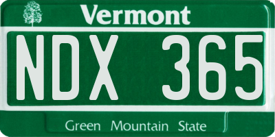 VT license plate NDX365