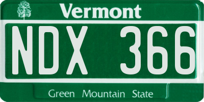 VT license plate NDX366