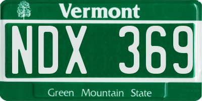 VT license plate NDX369