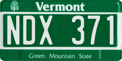 VT license plate NDX371