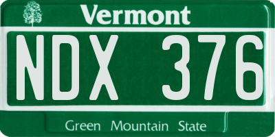 VT license plate NDX376