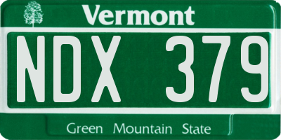 VT license plate NDX379