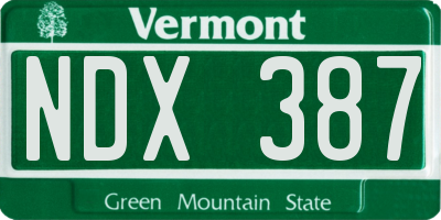 VT license plate NDX387