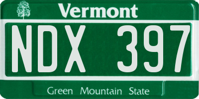 VT license plate NDX397