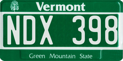 VT license plate NDX398