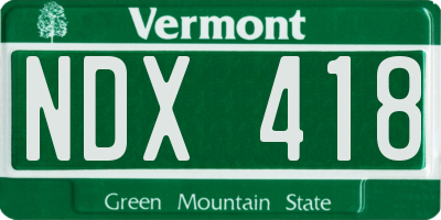 VT license plate NDX418