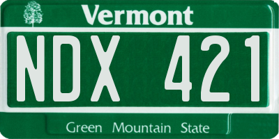 VT license plate NDX421