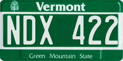 VT license plate NDX422