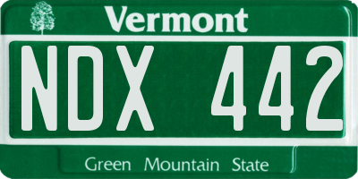 VT license plate NDX442