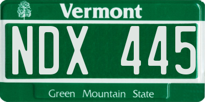 VT license plate NDX445