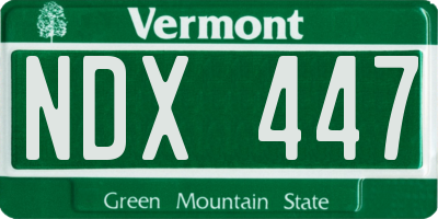 VT license plate NDX447