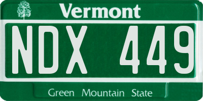 VT license plate NDX449