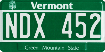 VT license plate NDX452