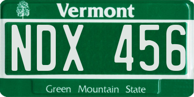 VT license plate NDX456