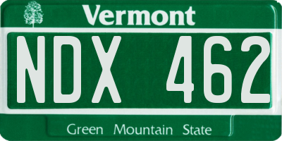 VT license plate NDX462