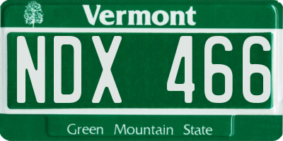 VT license plate NDX466