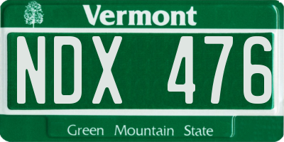 VT license plate NDX476