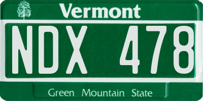 VT license plate NDX478