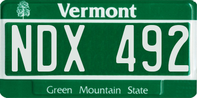 VT license plate NDX492