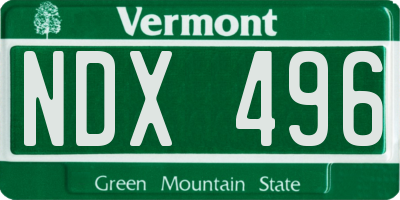 VT license plate NDX496