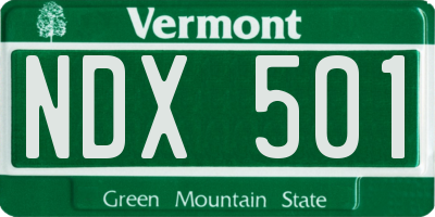 VT license plate NDX501