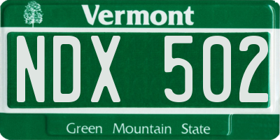 VT license plate NDX502