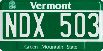 VT license plate NDX503