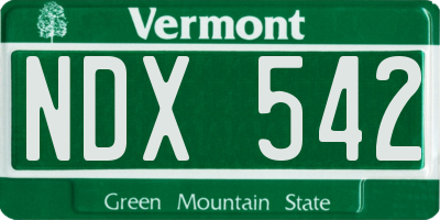 VT license plate NDX542