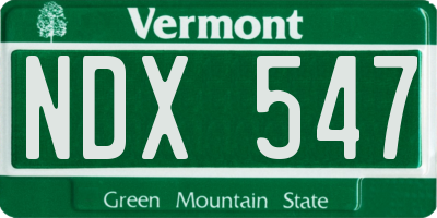 VT license plate NDX547