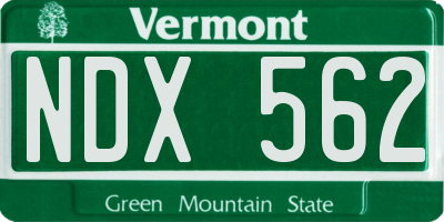 VT license plate NDX562