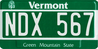 VT license plate NDX567