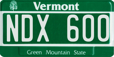 VT license plate NDX600
