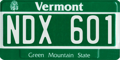 VT license plate NDX601