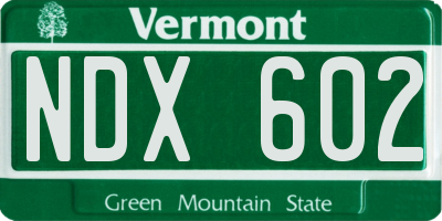 VT license plate NDX602