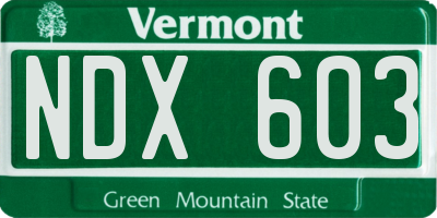 VT license plate NDX603