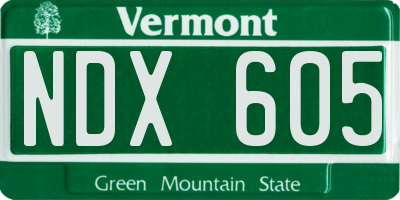 VT license plate NDX605