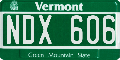 VT license plate NDX606