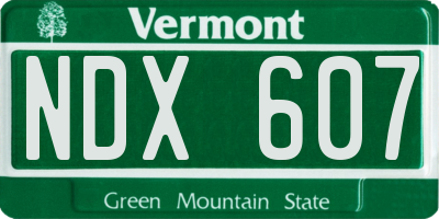 VT license plate NDX607