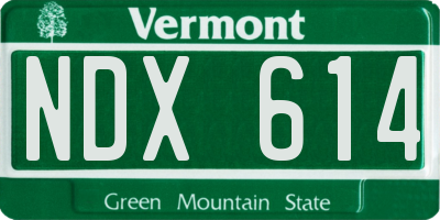 VT license plate NDX614