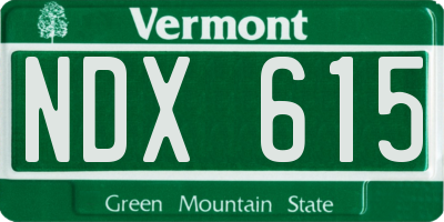 VT license plate NDX615